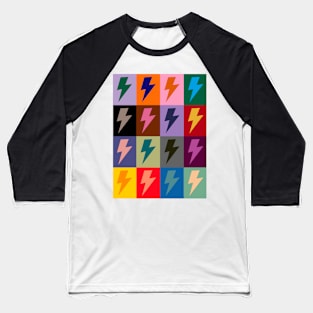 Lightning Bolts Pattern Check Multi Colour Baseball T-Shirt